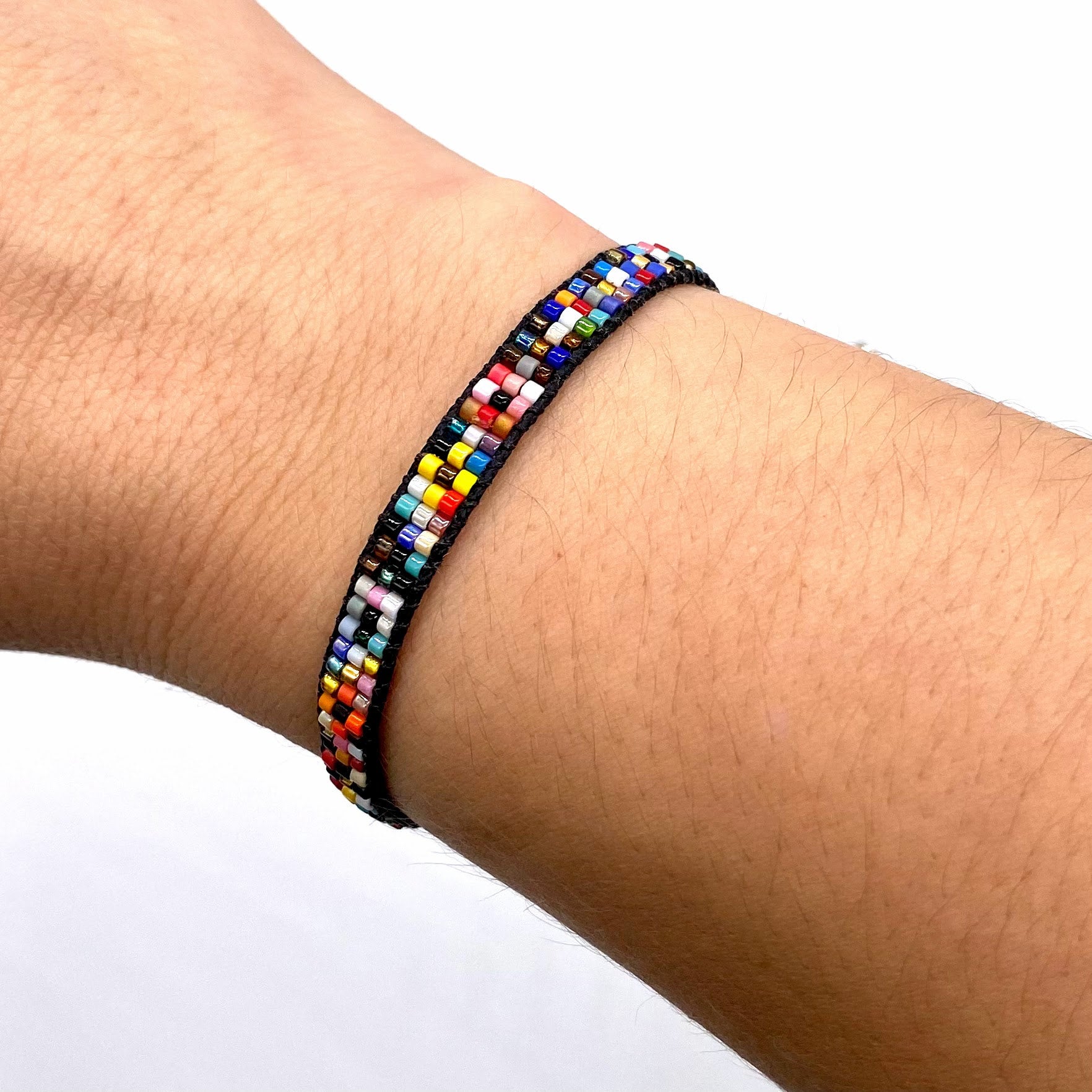 Woven Rainbow Seed Bead Bracelet