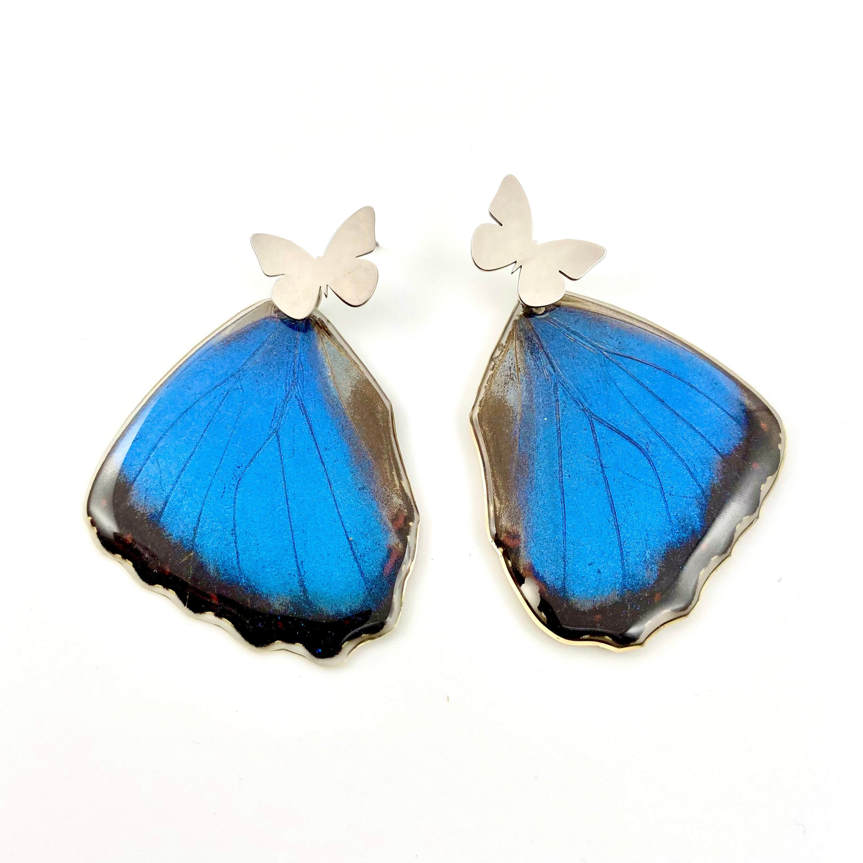 Stud Blue Enamel Butterfly Earrings - Giampouras Collections